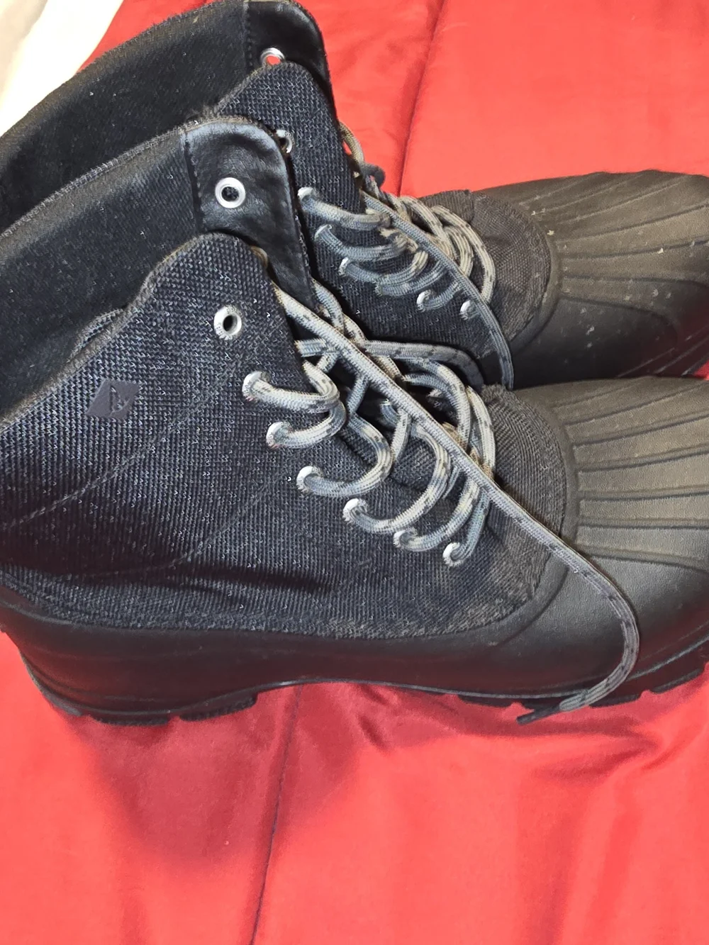 Sperry Black Lace-Up Rain & Snow Duck Boots